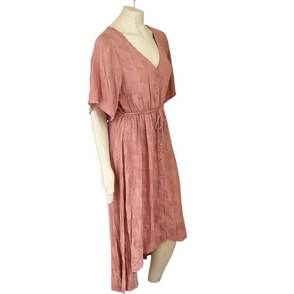 NEW SALTWATER LUXE Vintage Rose Button Front Hi Low Dress in Peach SZ L - Picture 4 of 10